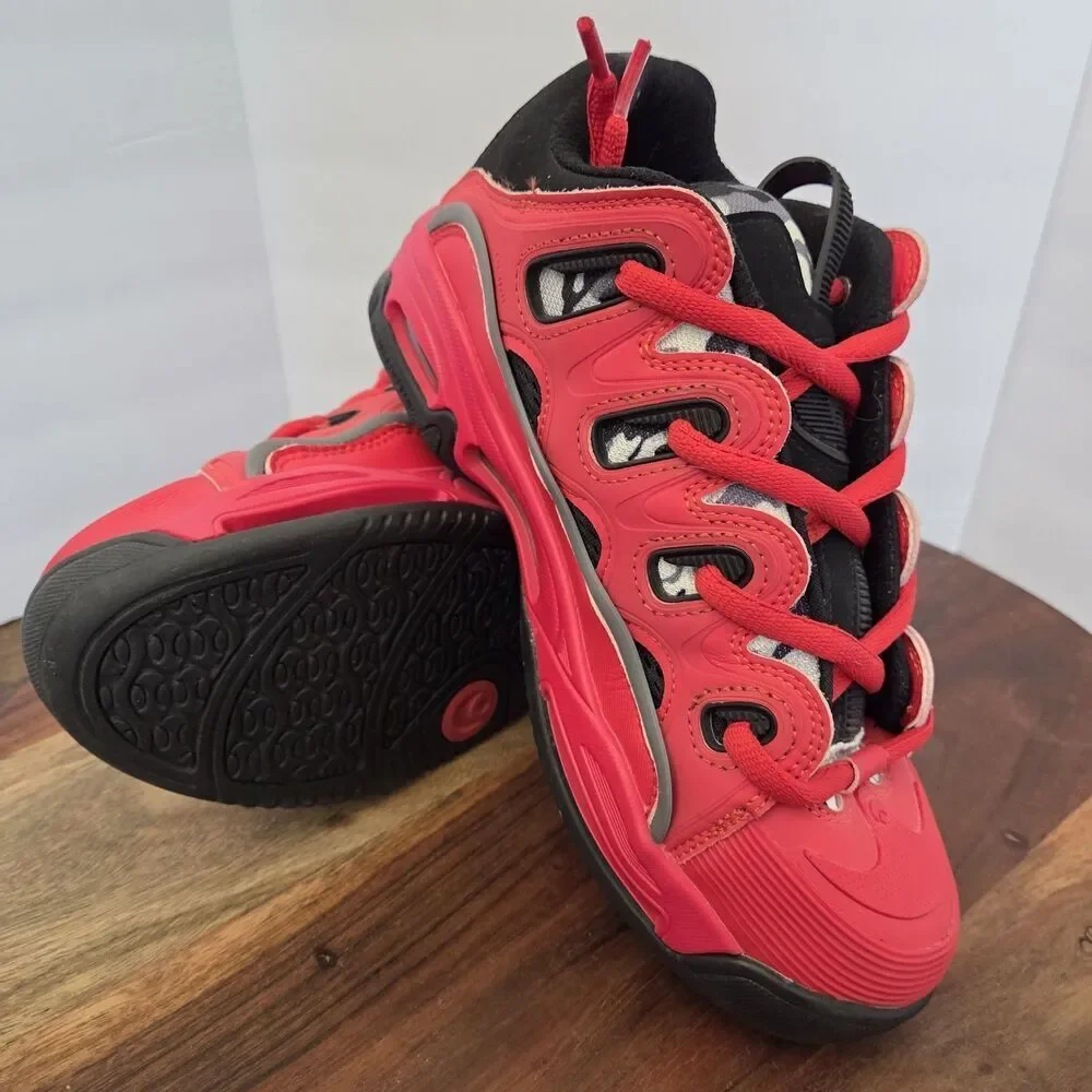 RARE Osiris D3 2001 Skateboard Shoes Women’s 7.5-8 Red w/Black/Gray Camo EUC